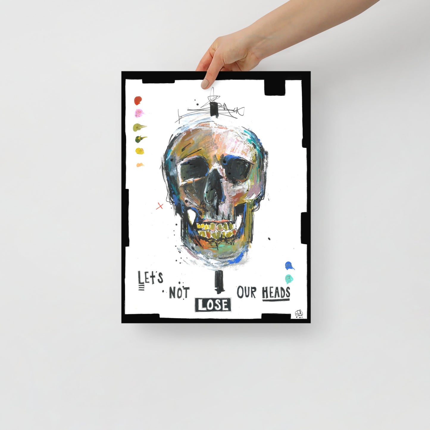 "Fine art print on matte paper of mixed media skull painting | Emerging contemporary artist Kate Jensen | Katejjj.shop"