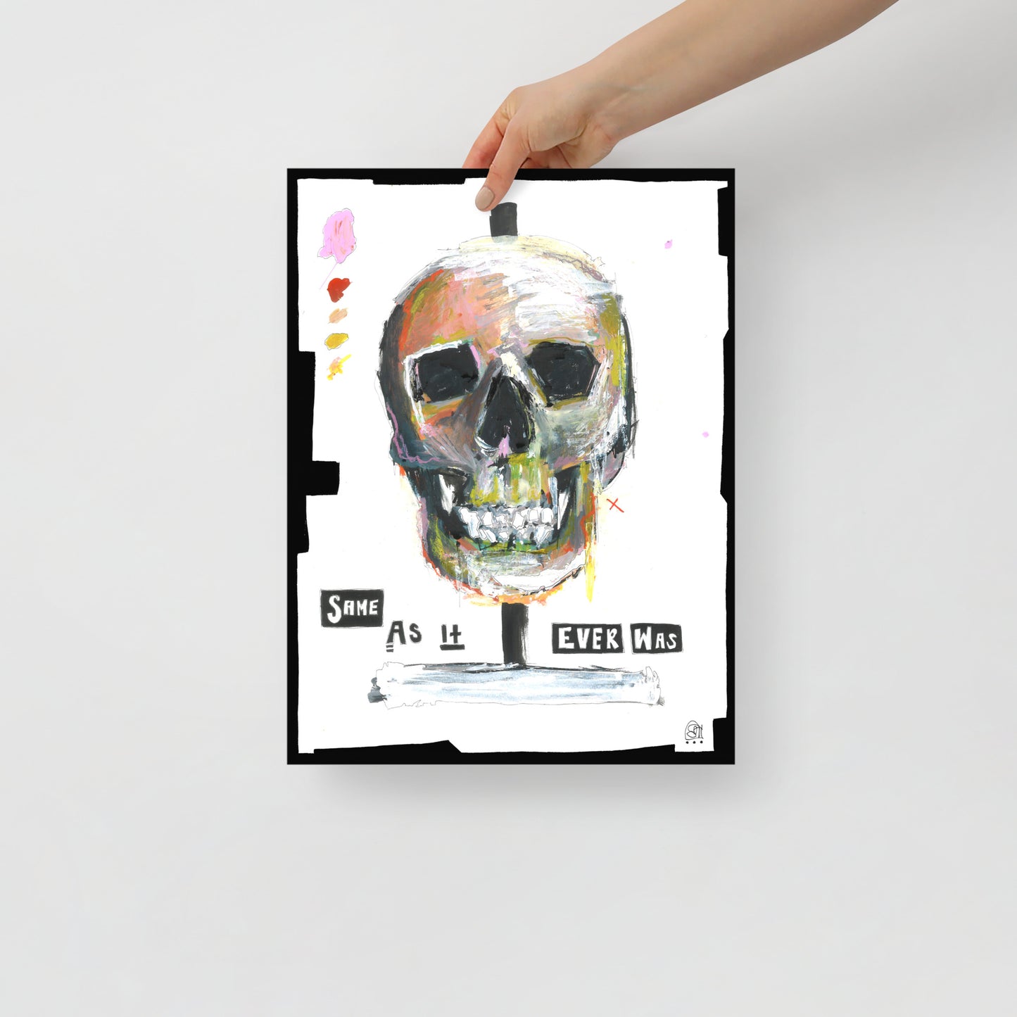 "Fine art print on matte paper of mixed media skull painting | Emerging contemporary artist Kate Jensen | Katejjj.shop"