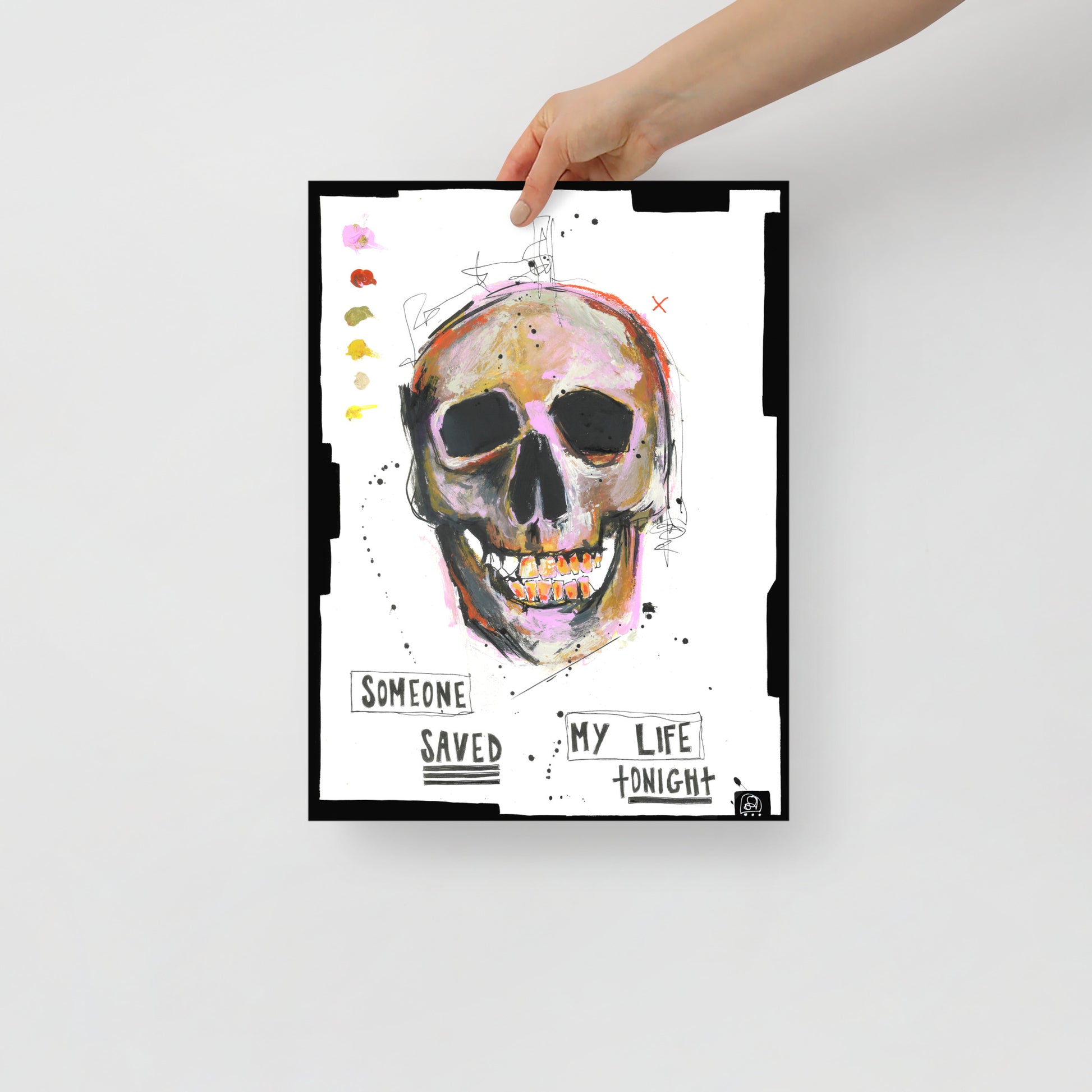 "Fine art print on matte paper of mixed media skull painting | Emerging contemporary artist Kate Jensen  | Katejjj.shop"