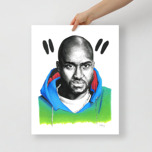 "Fine art print on matte paper of Virgil Abloh illustration | Emerging contemporary artist Kate Jensen  | Katejjj.shop"