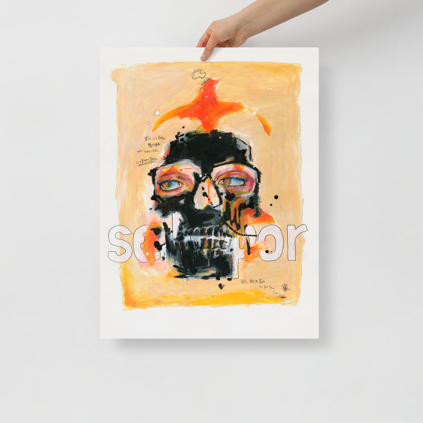 "Fine art print on matte paper of mixed media skull painting | Emerging contemporary artist Kate Jensen | Katejjj.shop"