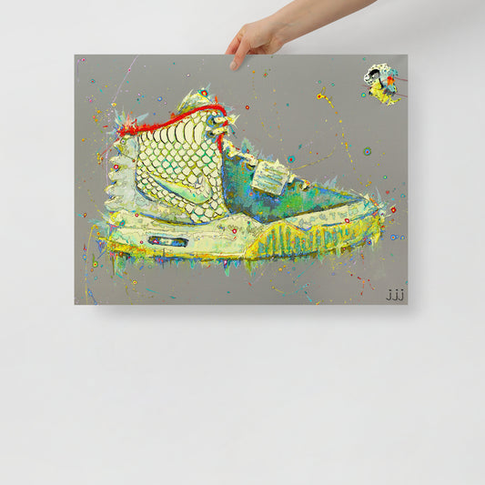 "Fine art print on matte paper of Air Yeezy 2 "Pure Platinum" painting | Emerging contemporary artist Kate Jensen  | Katejjj.shop"