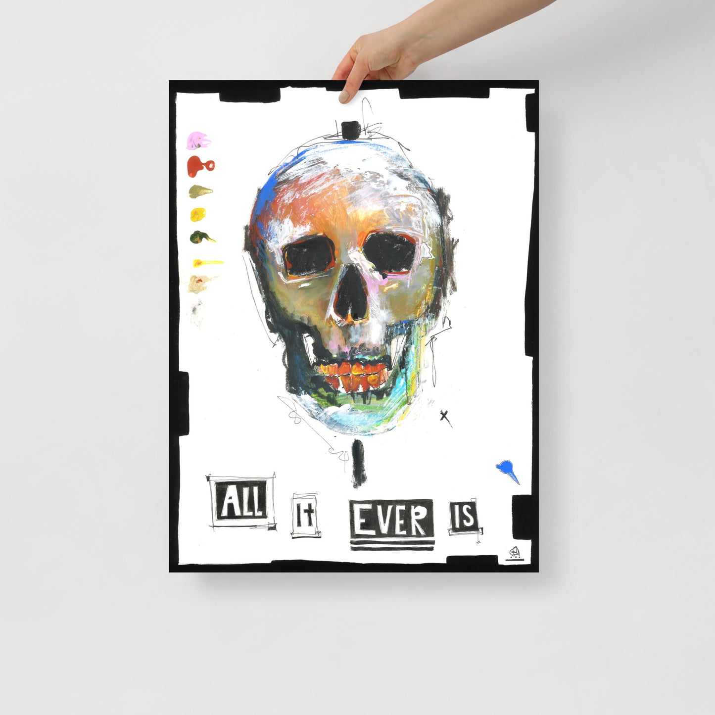 "Fine art print on matte paper of mixed media skull painting | Emerging contemporary artist Kate Jensen | Katejjj.shop"