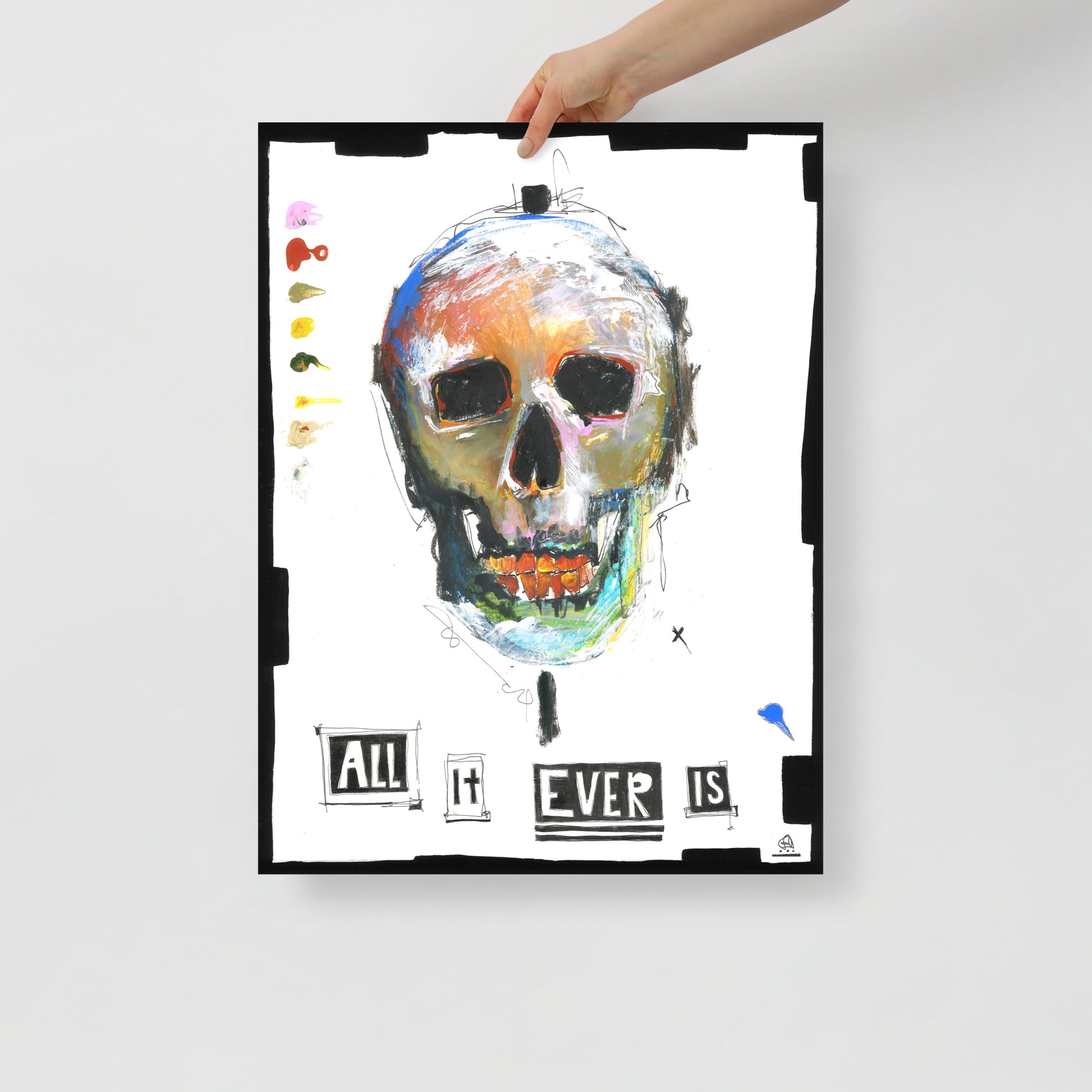 "Fine art print on matte paper of mixed media skull painting | Emerging contemporary artist Kate Jensen  | Katejjj.shop"