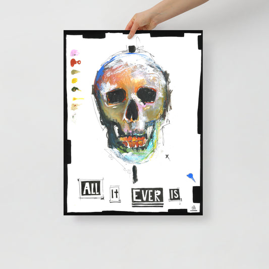 "Fine art print on matte paper of mixed media skull painting | Emerging contemporary artist Kate Jensen  | Katejjj.shop"