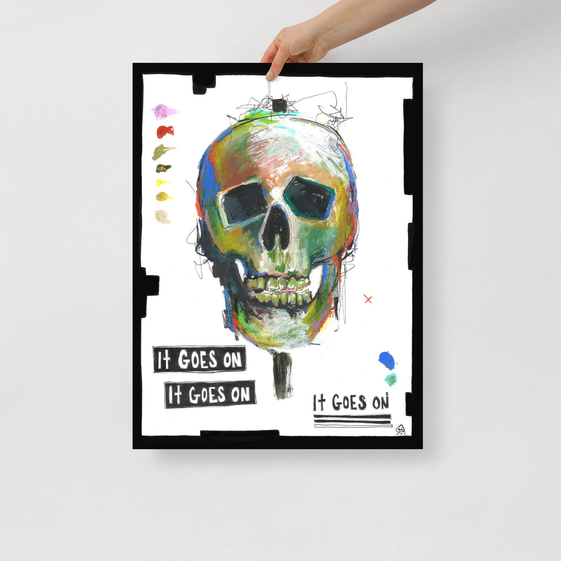 "Fine art print on matte paper of mixed media skull painting | Emerging contemporary artist Kate Jensen  | Katejjj.shop"