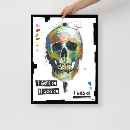 "Fine art print on matte paper of mixed media skull painting | Emerging contemporary artist Kate Jensen  | Katejjj.shop"