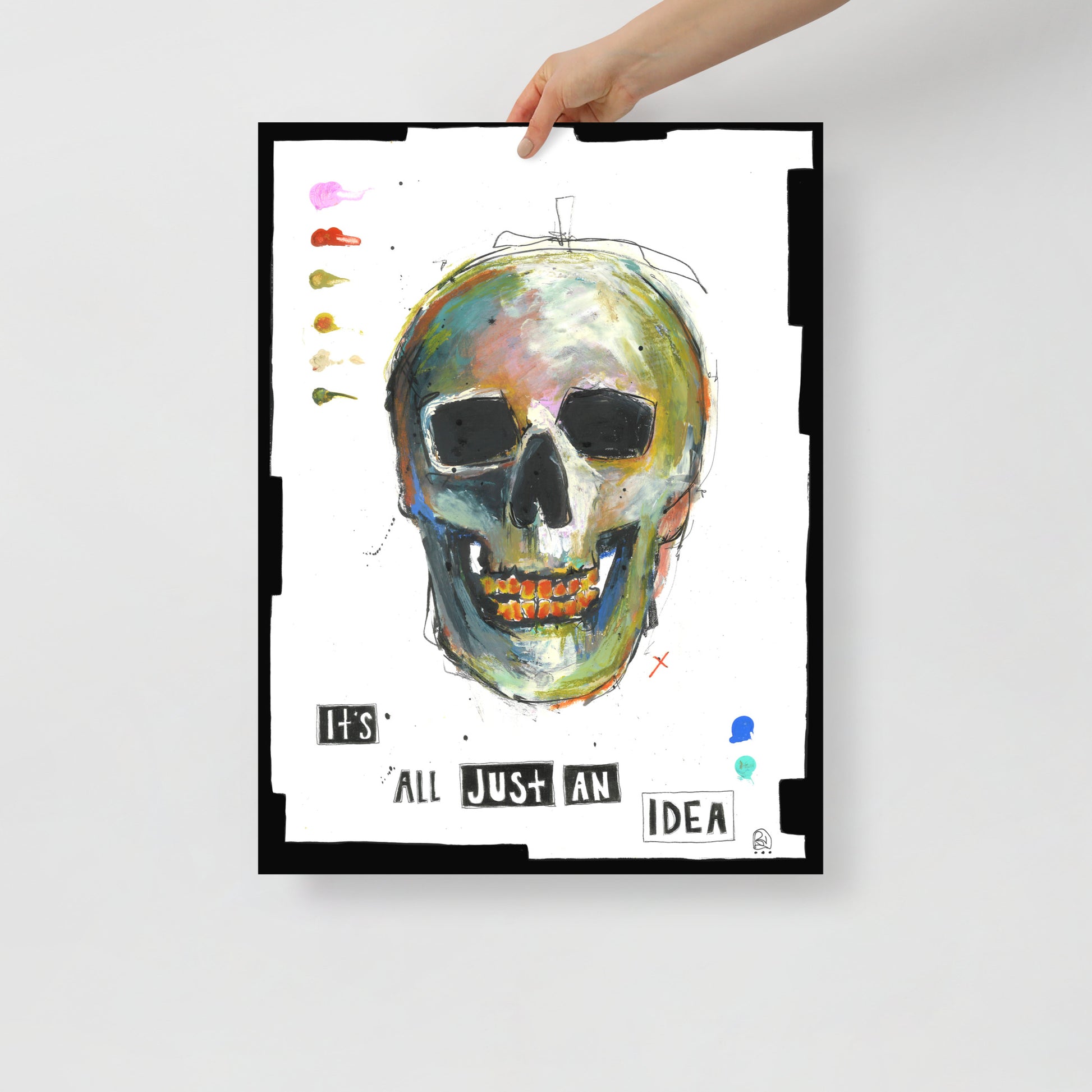 "Fine art print on matte paper of mixed media skull painting | Emerging contemporary artist Kate Jensen  | Katejjj.shop"