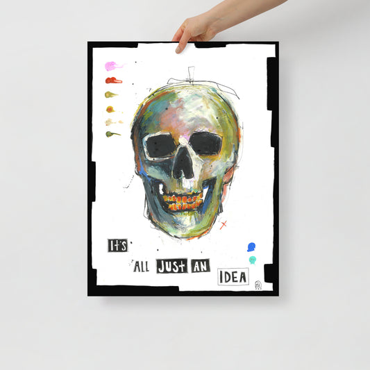 "Fine art print on matte paper of mixed media skull painting | Emerging contemporary artist Kate Jensen  | Katejjj.shop"