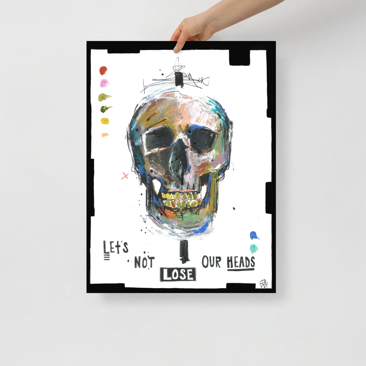 "Fine art print on matte paper of mixed media skull painting | Emerging contemporary artist Kate Jensen | Katejjj.shop"