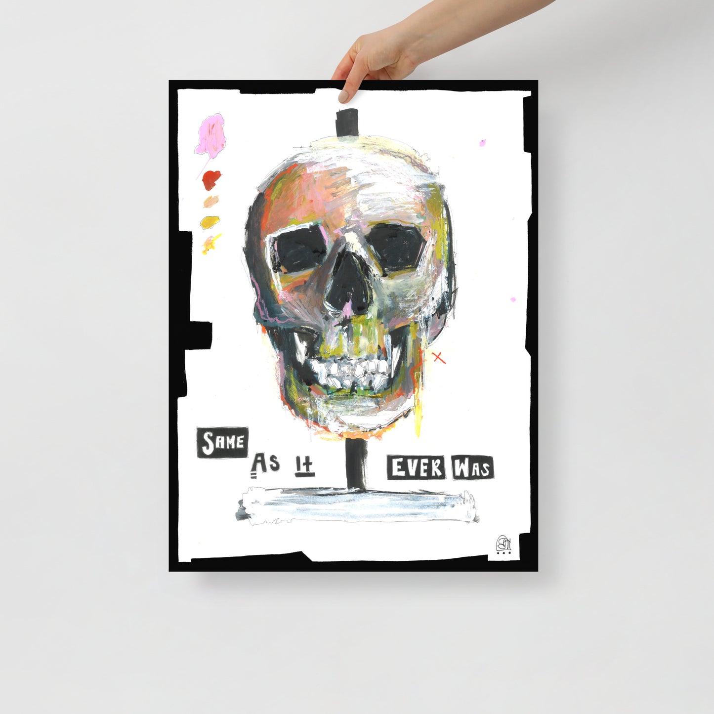 "Fine art print on matte paper of mixed media skull painting | Emerging contemporary artist Kate Jensen | Katejjj.shop"