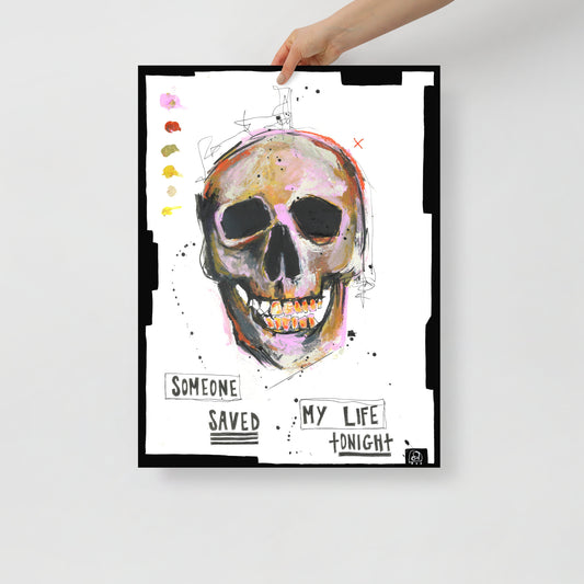 "Fine art print on matte paper of mixed media skull painting | Emerging contemporary artist Kate Jensen  | Katejjj.shop"