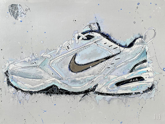 Acrylic painting on canvas of Nike Monarch | Emerging contemporary artist Kate Jensen  | Katejjj.shop