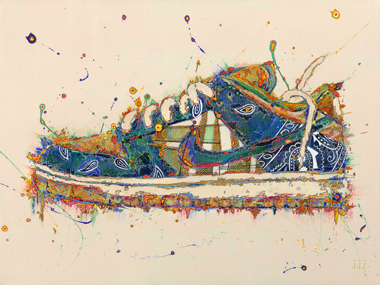 Acrylic painting on canvas of Nike x Travis Scott SB Dunk Low | Emerging contemporary artist Kate Jensen  | Katejjj.shop