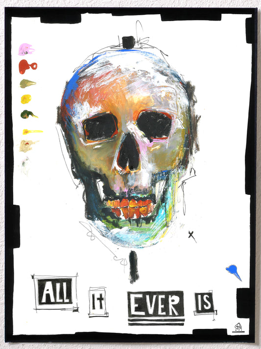 Original mixed media skull painting on paper | Emerging contemporary artist Kate Jensen  | Katejjj.shop"