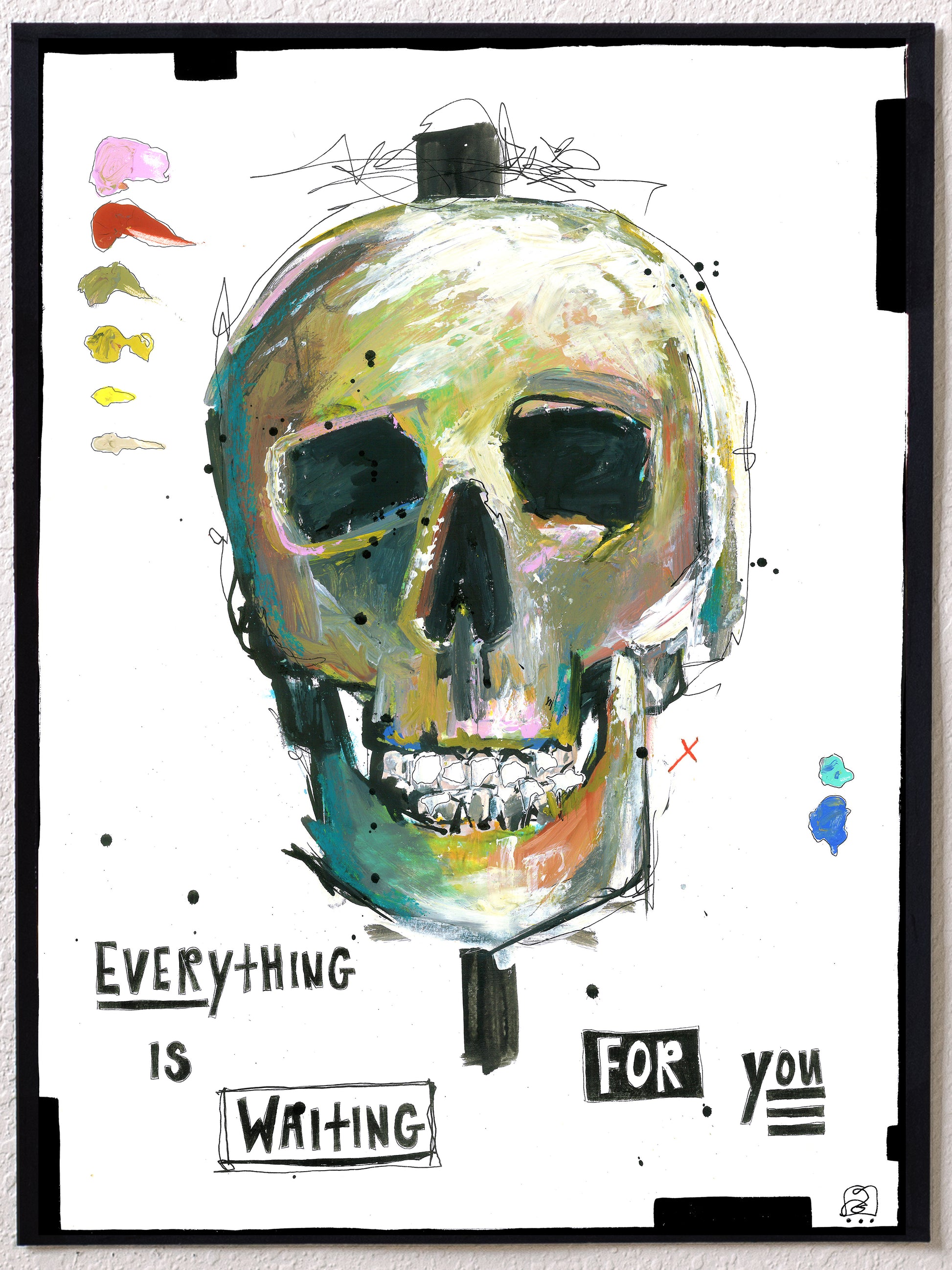 Original mixed media skull painting on paper | Emerging contemporary artist Kate Jensen  | Katejjj.shop