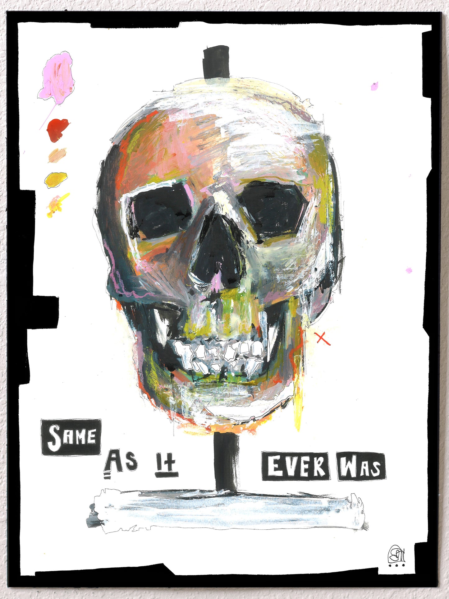 Original mixed media skull painting on paper | Emerging contemporary artist Kate Jensen  | Katejjj.shop