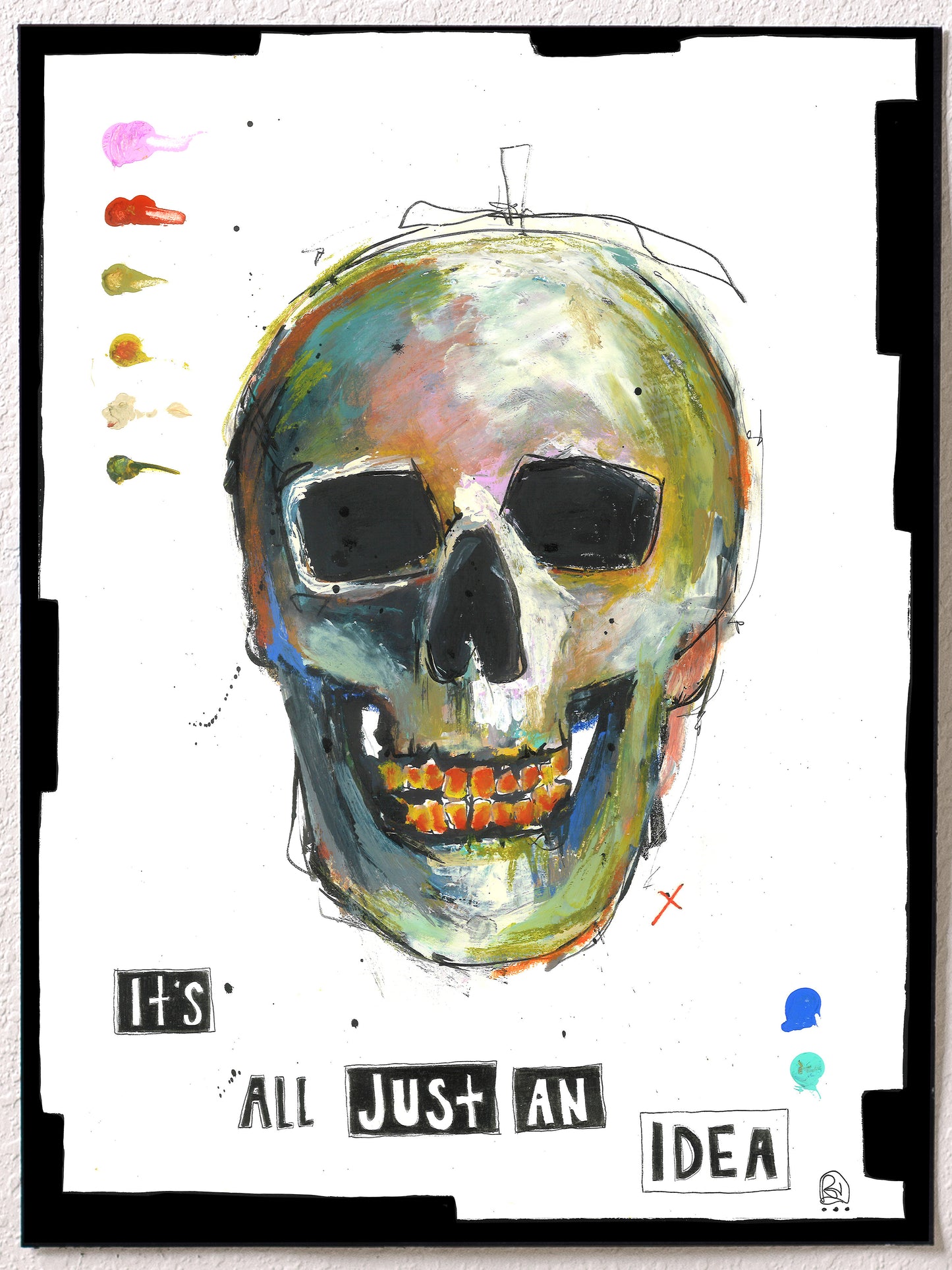 Original mixed media skull painting on paper | Emerging contemporary artist Kate Jensen  | Katejjj.shop