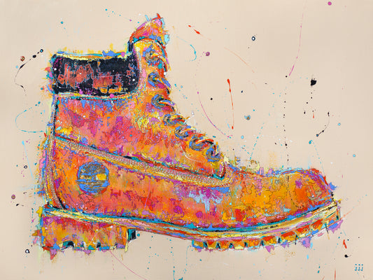  Acrylic painting on canvas of Timberland | Emerging contemporary artist Kate Jensen  | Katejjj.shop