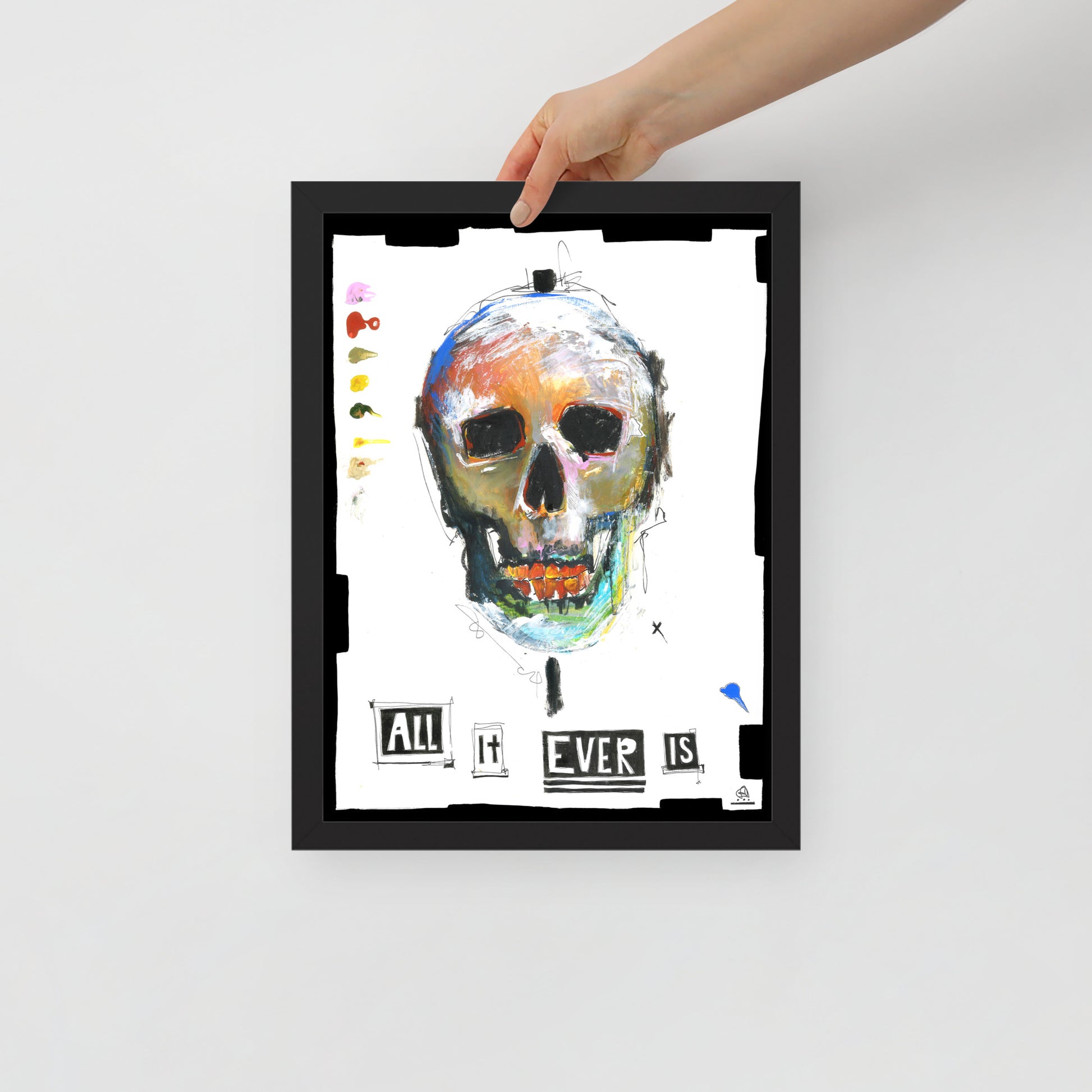  "Fine art framed print on matte paper of mixed media skull painting | Emerging contemporary artist Kate Jensen  | Katejjj.shop"