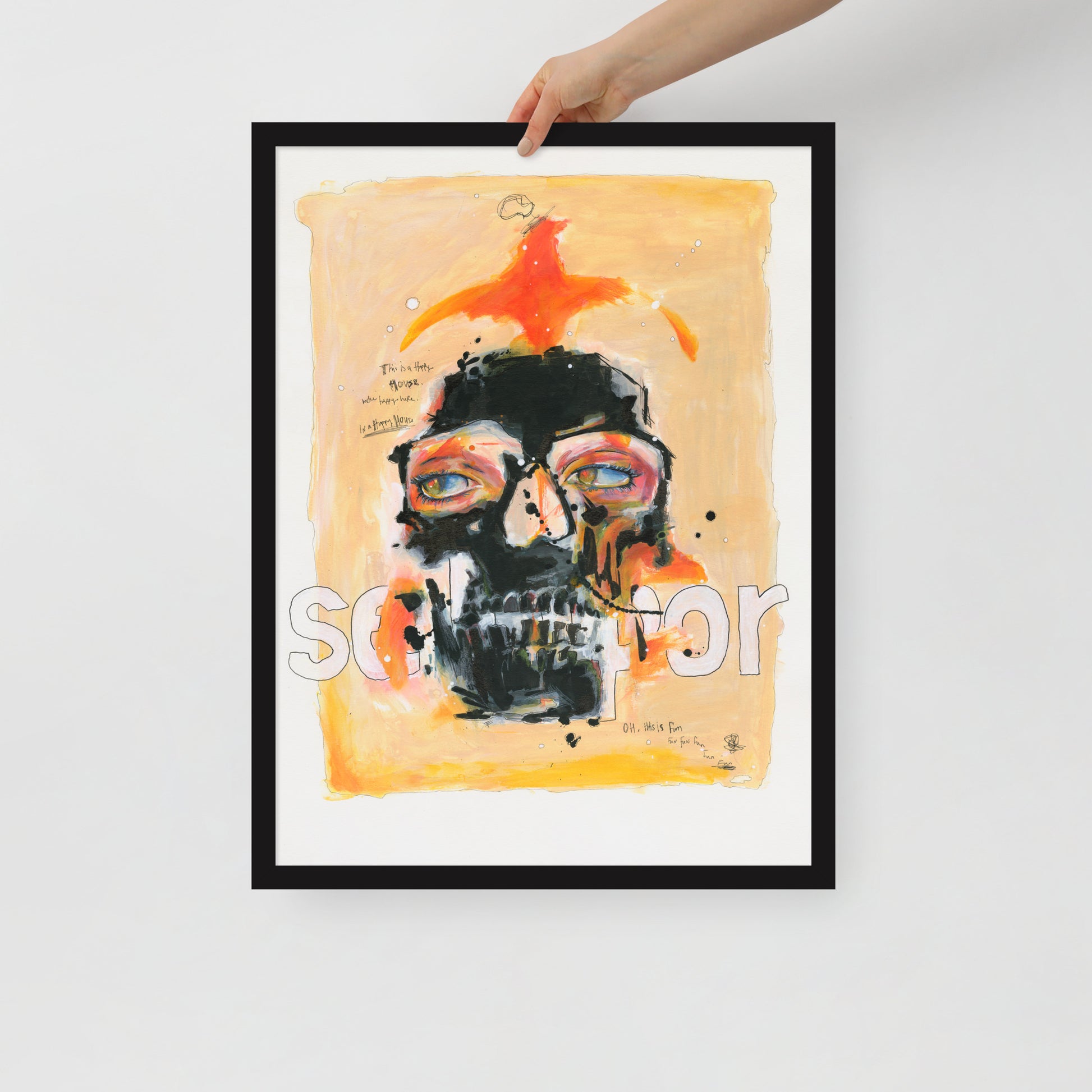  "Fine art framed print on matte paper of mixed media skull painting | Emerging contemporary artist Kate Jensen  | Katejjj.shop"