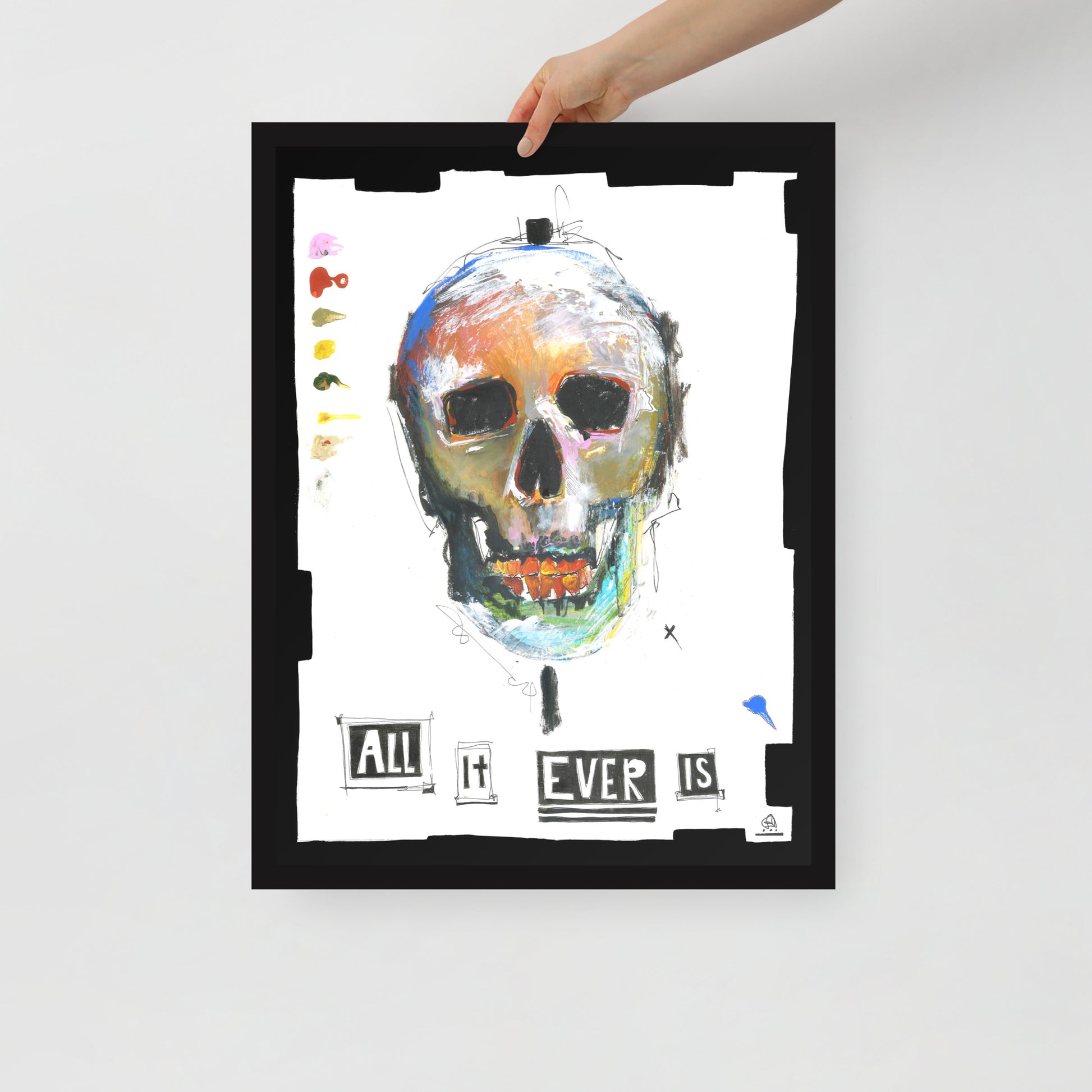  "Fine art framed print on matte paper of mixed media skull painting | Emerging contemporary artist Kate Jensen  | Katejjj.shop"