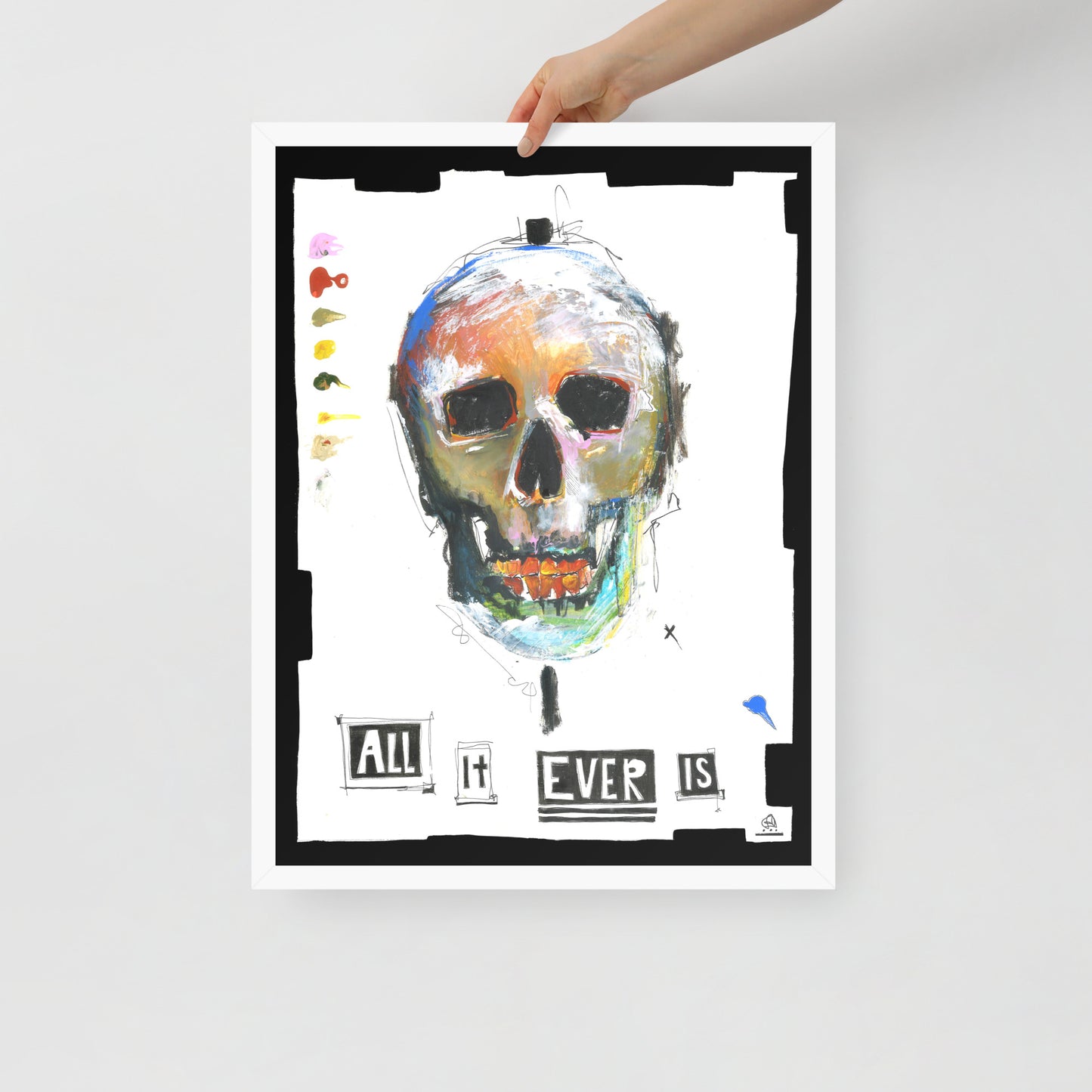  "Fine art framed print on matte paper of mixed media skull painting | Emerging contemporary artist Kate Jensen  | Katejjj.shop"